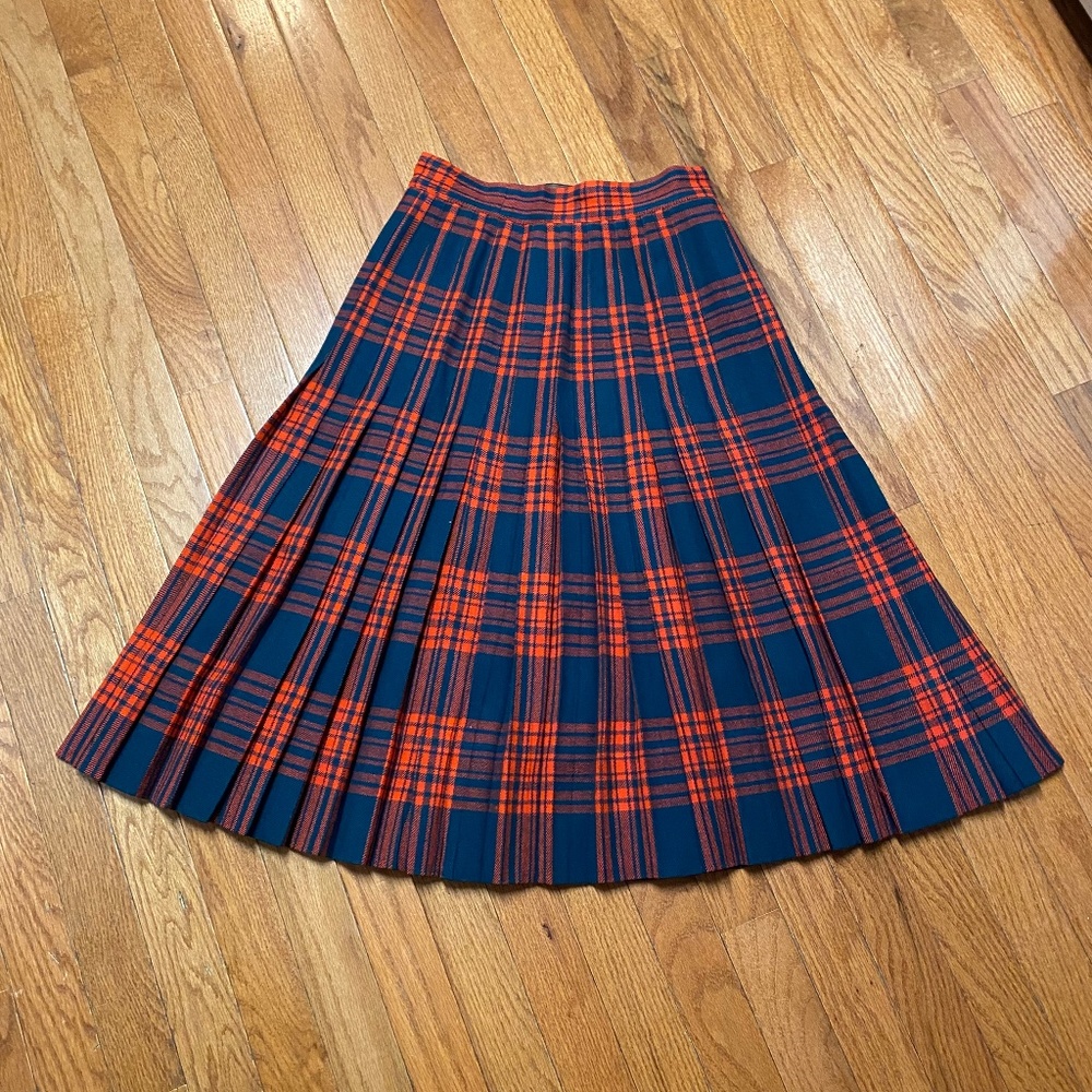 Vintage Women’s Wool Pleated Plaid Skirt Sz Small